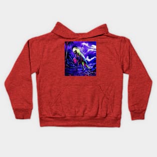 watercolor parrot dinosaur storm nightmare Kids Hoodie